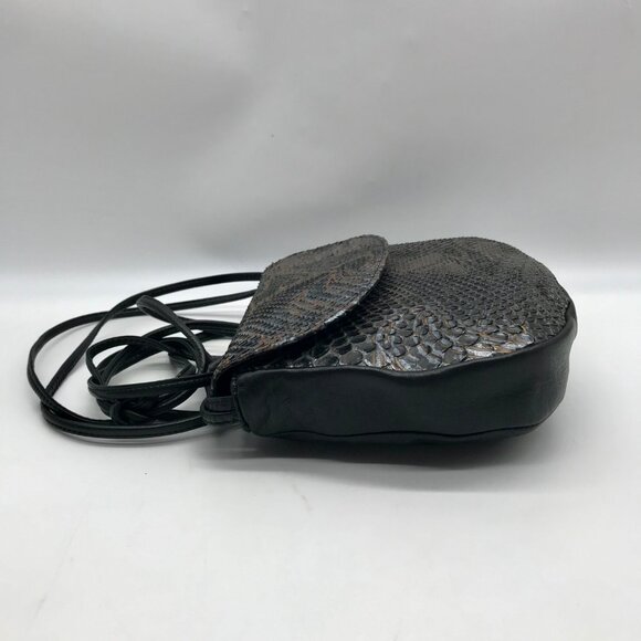 Bally Black Imitation Snake Leather Vintage Crossbody Bag - Picture 4 of 11